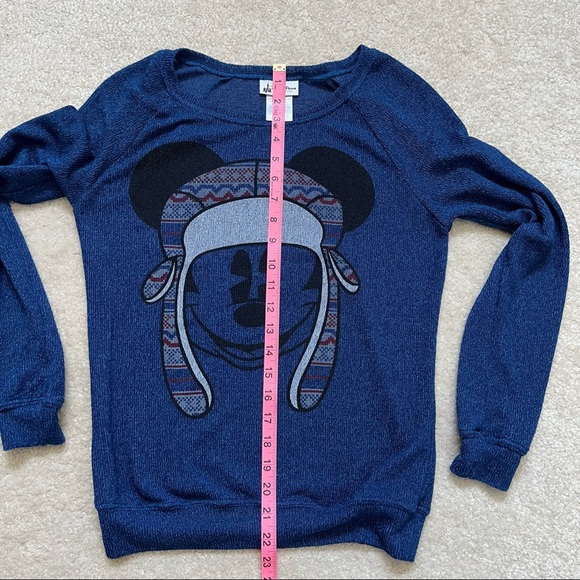 Disney Parks Mickey Mouse Pullover Knit Sweater Womens XS Blue Crew Neck - Picture 8 of 8